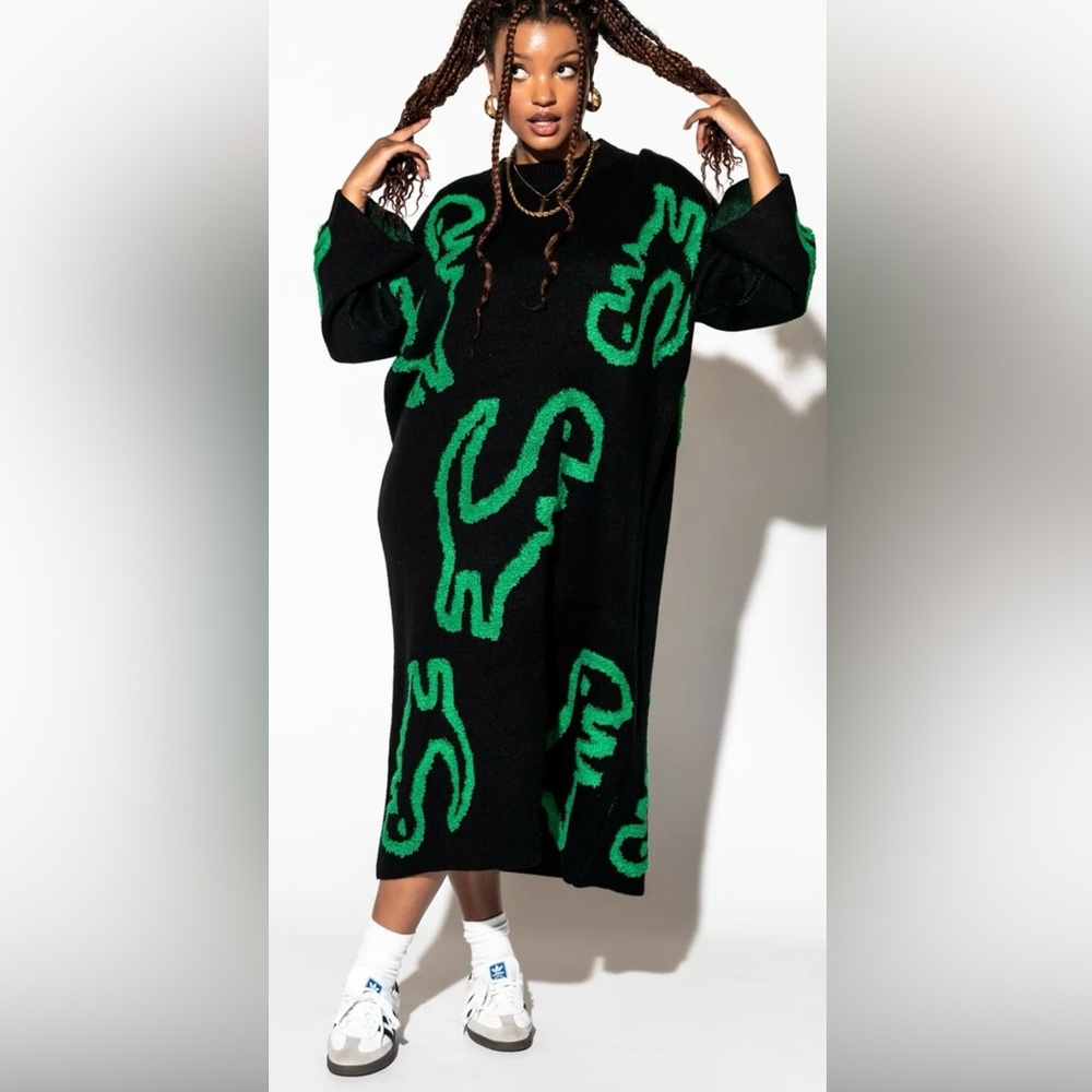 Dressed in Lala Rawr Means I Love You Oversized Knit
Dress, Size S/M